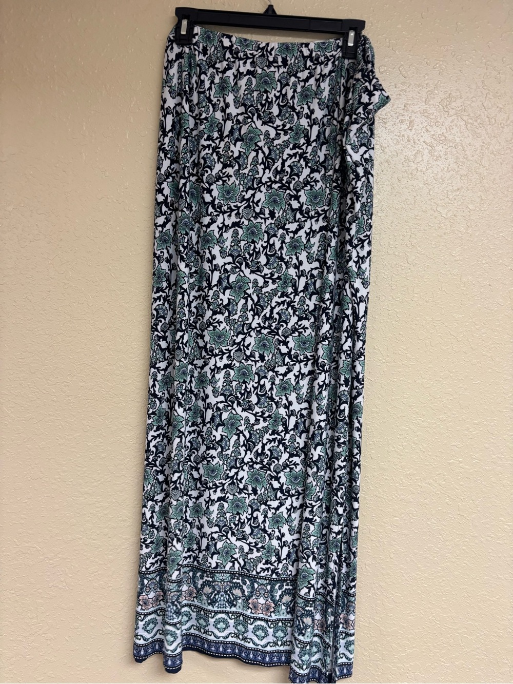 Cato Green and Black Floral Maxi Skirt